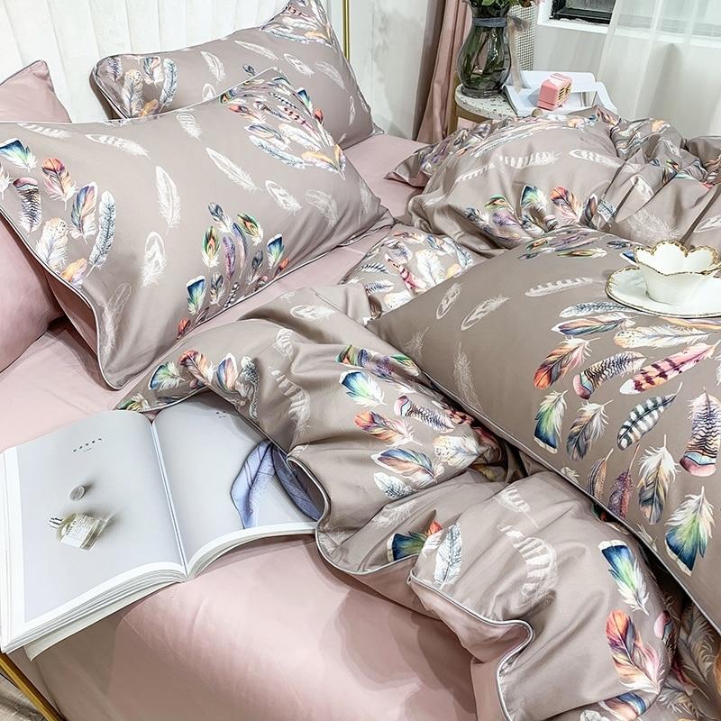 4pcs/set Floral Embroidered Sheet Set, Fabric Bed Sheet Set For Home